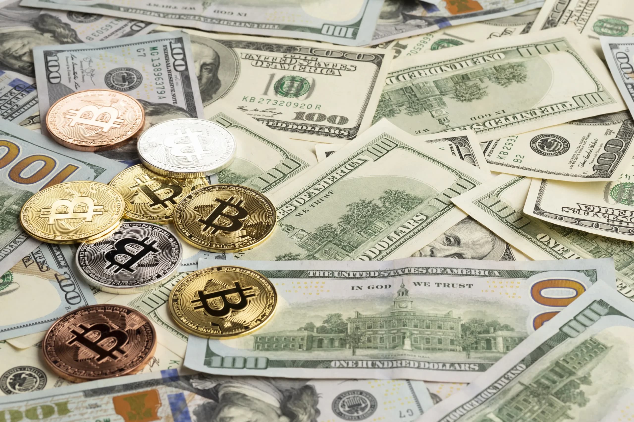 Banknotes and coins representing international banking access